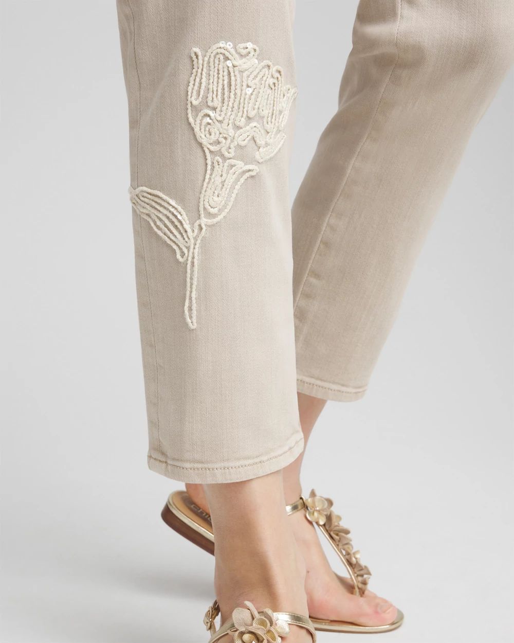 So Slimming® Sequin Girlfriend Cropped Jeans | Chico's